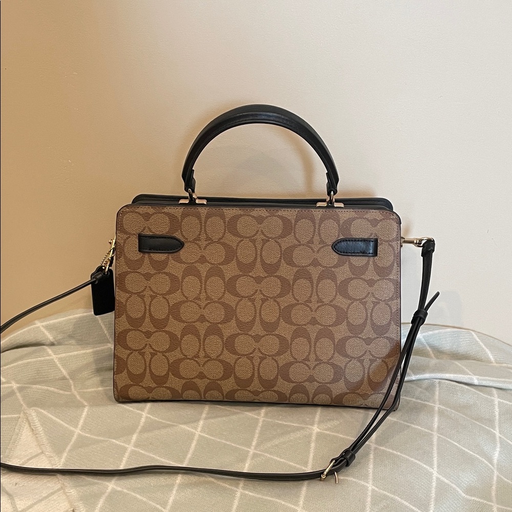 Coach Signature Brown and Black Satchel - Picture 2 of 7